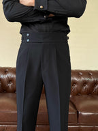 High Waist Draped Nine-Point Trousers
