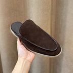 Mens Genuine Leather Slip-On Slippers