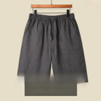 Mens Pure Linen Shorts Drawstring Casual Summer Shorts Breathable Lightweight
