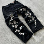 Vintage Embroidery Denim Pants