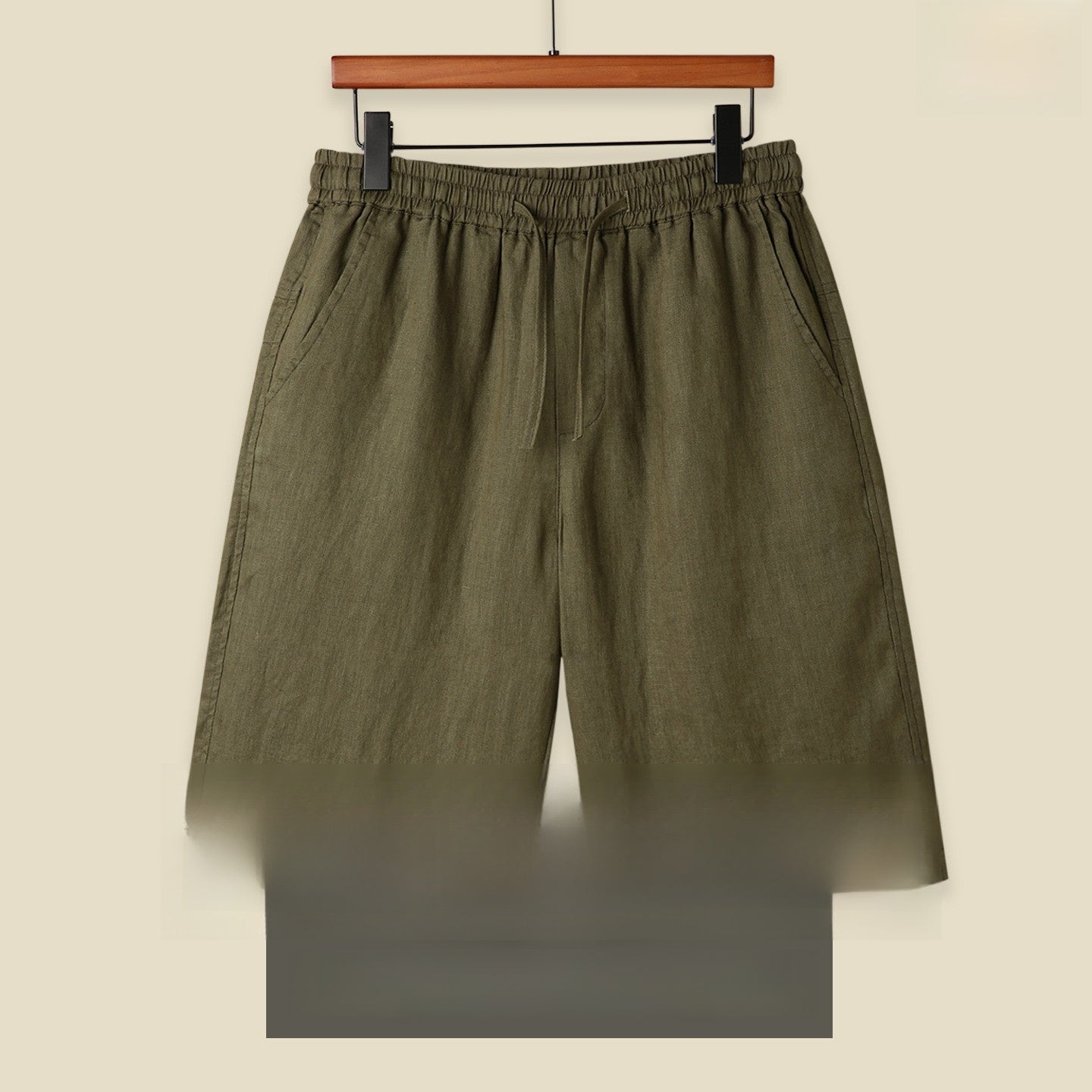 Mens Pure Linen Shorts Drawstring Casual Summer Shorts Breathable Lightweight