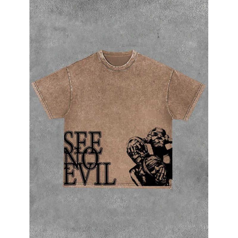 Men's Retro Cotton T-Shirt with Print