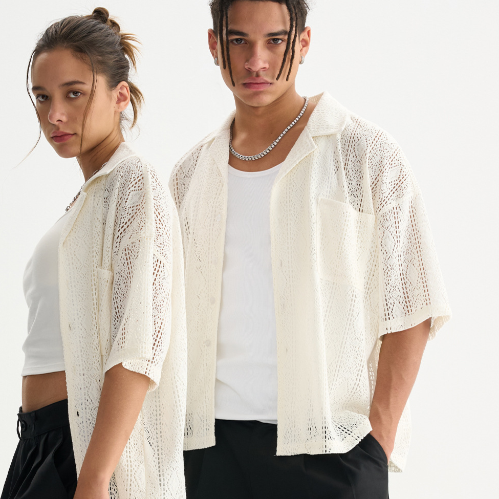 Mens Crochet Lace Shirt