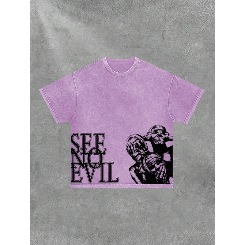 Men's Retro Cotton T-Shirt with Print