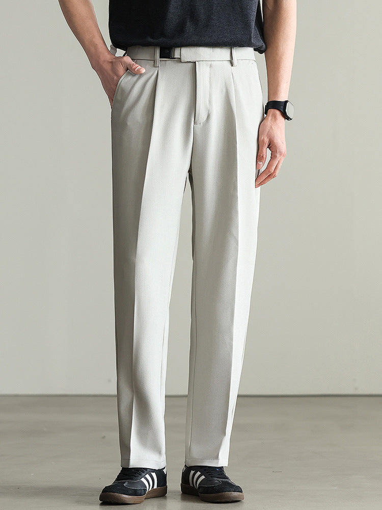 Adjustable Leather Buckle Casual Pants