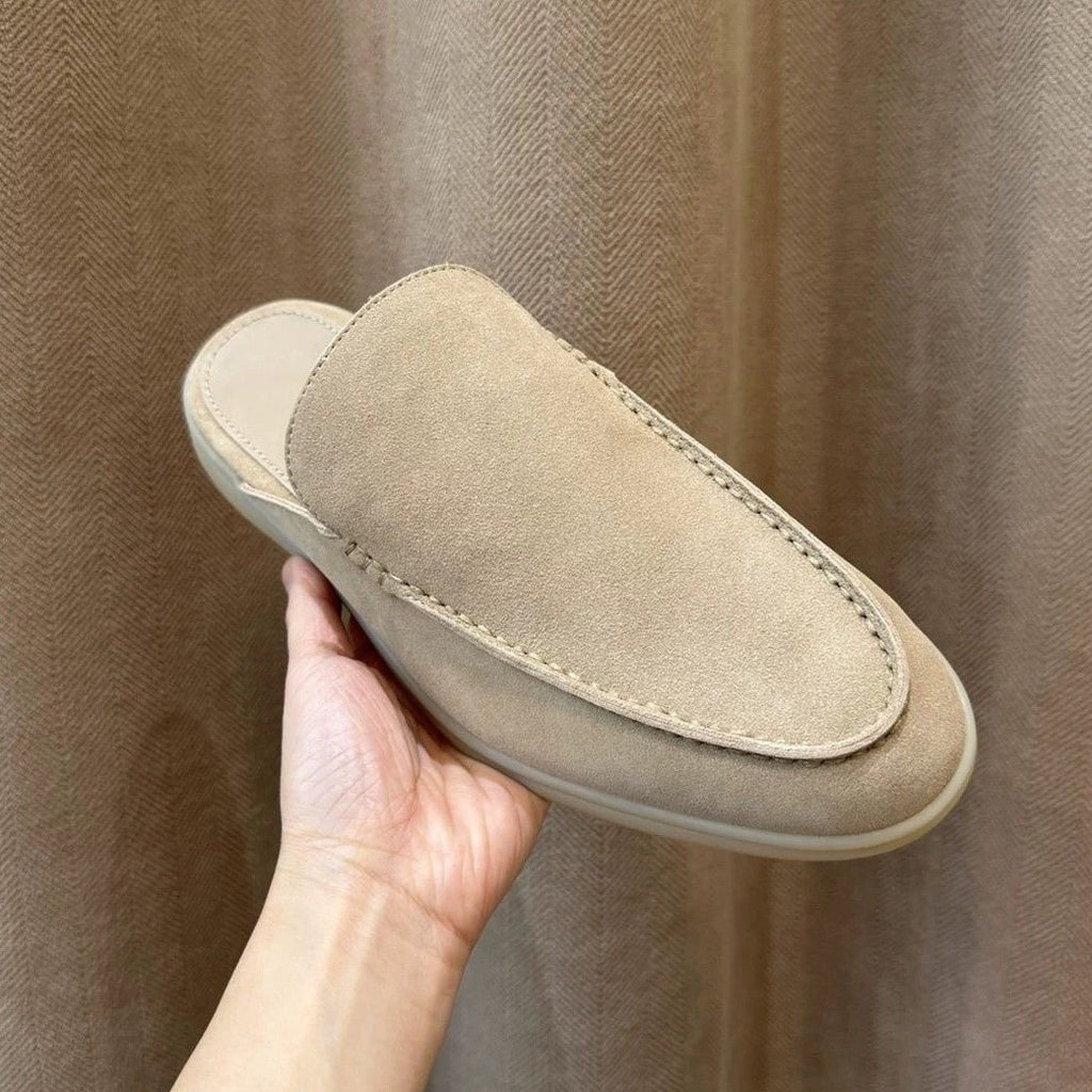 Mens Genuine Leather Slip-On Slippers