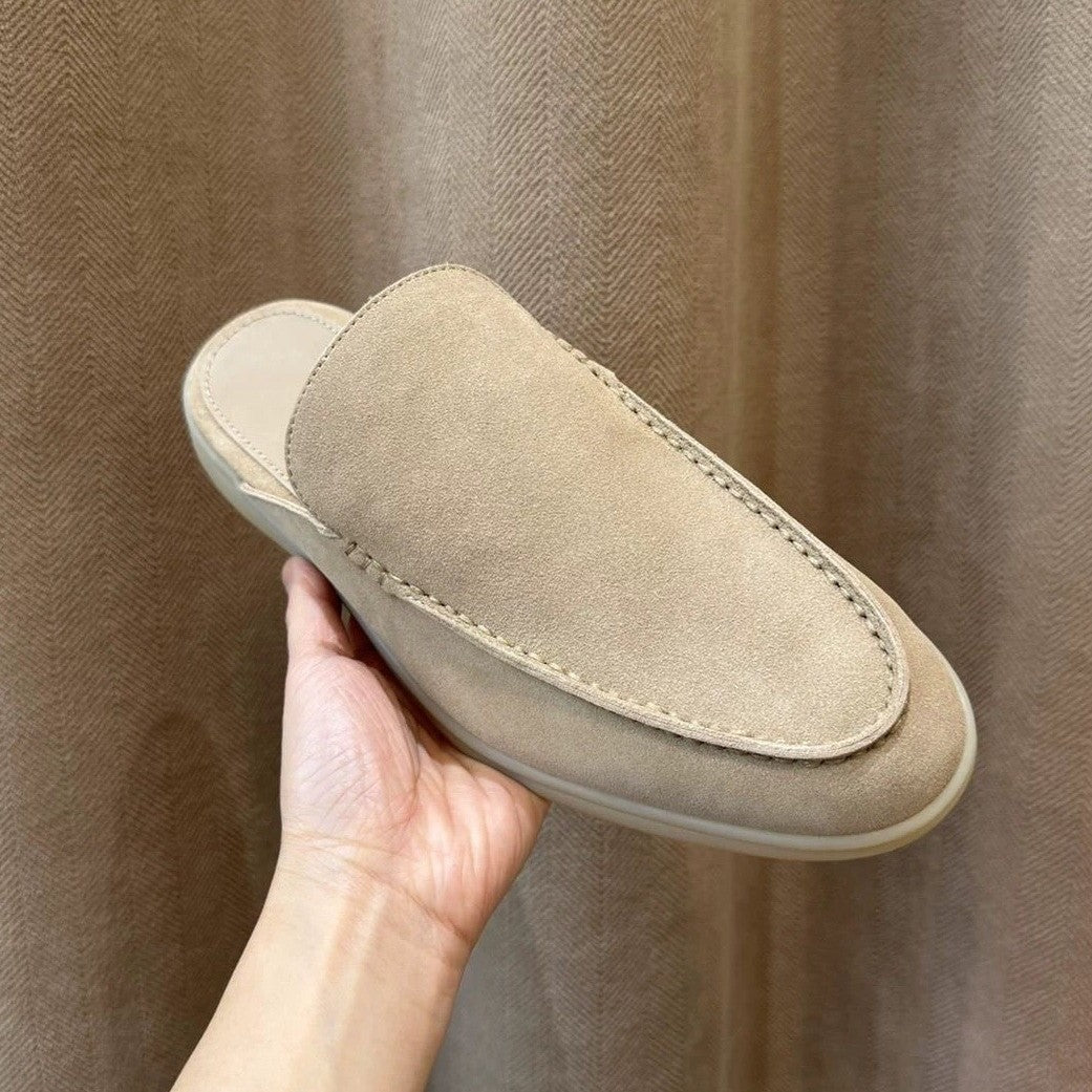 Mens Genuine Leather Slip-On Slippers