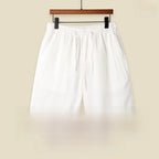 Mens Pure Linen Shorts Drawstring Casual Summer Shorts Breathable Lightweight