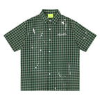 Mens Plaid Short Sleeve Cardigan Shirt