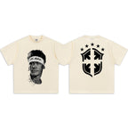 Vintage Football Print Cotton T-Shirt