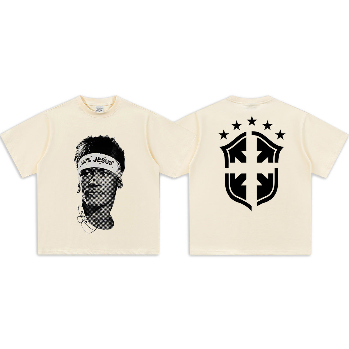 Vintage Football Print Cotton T-Shirt