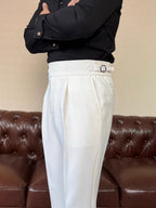 High Waist Draped Nine-Point Trousers