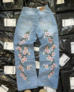 Vintage Embroidery Denim Pants