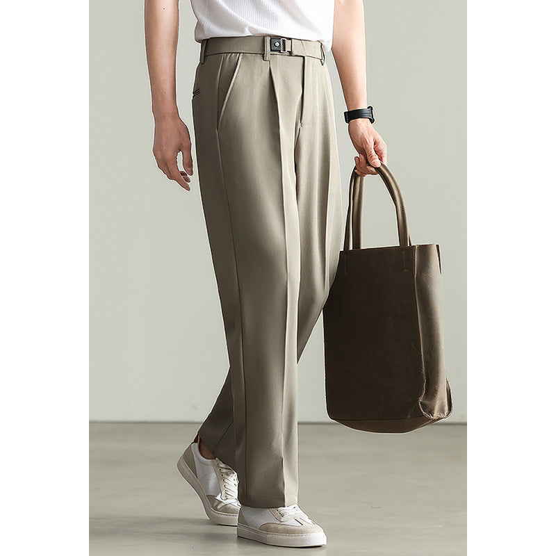 Adjustable Leather Buckle Casual Pants