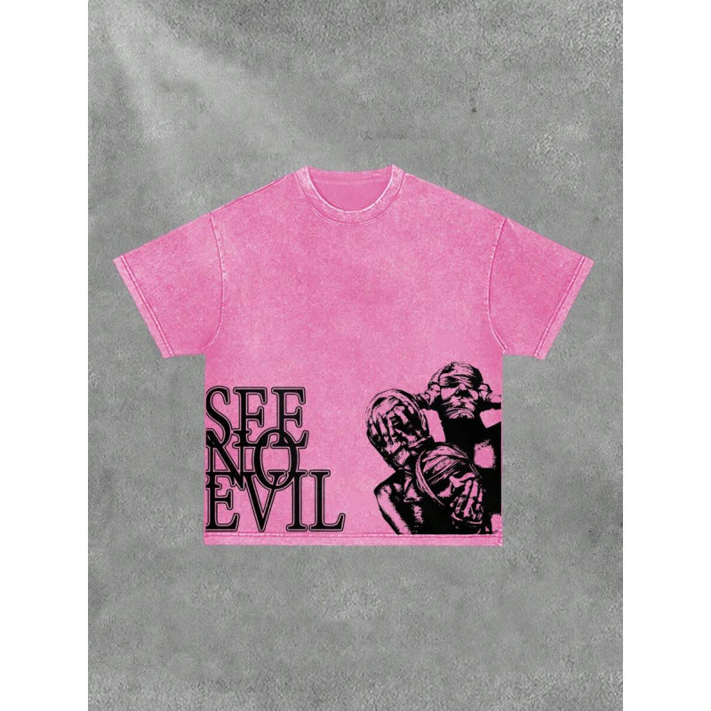 Men's Retro Cotton T-Shirt with Print