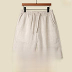 Mens Pure Linen Shorts Drawstring Casual Summer Shorts Breathable Lightweight