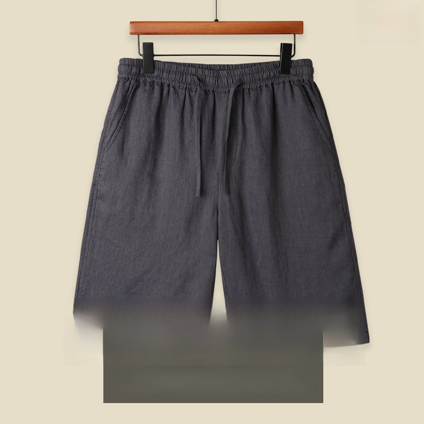 Mens Pure Linen Shorts Drawstring Casual Summer Shorts Breathable Lightweight