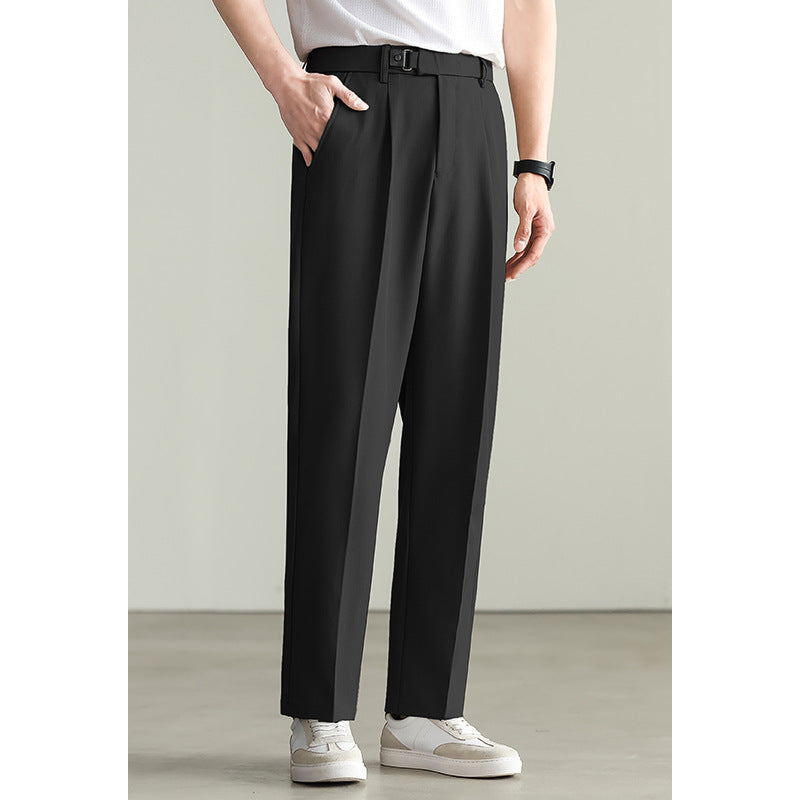 Adjustable Leather Buckle Casual Pants