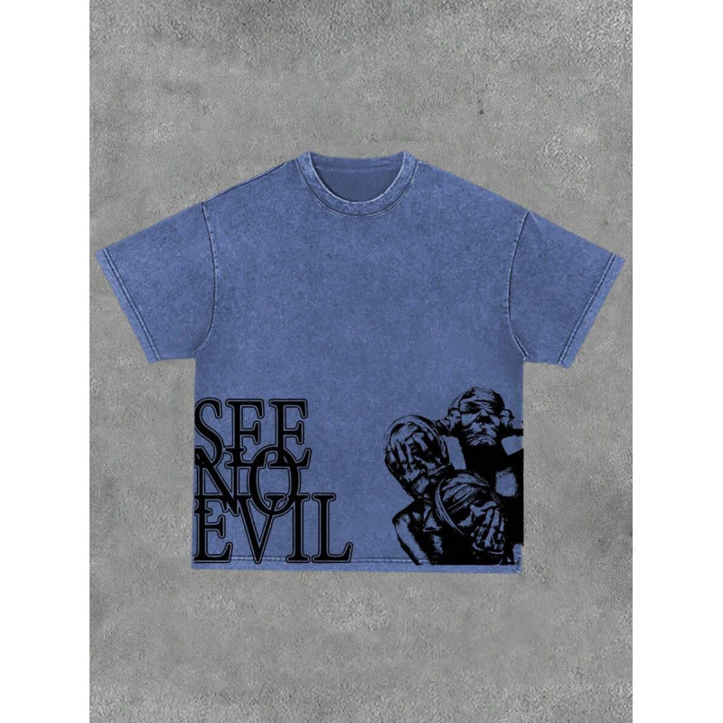 Men's Retro Cotton T-Shirt with Print