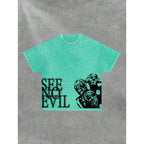 Men's Retro Cotton T-Shirt with Print