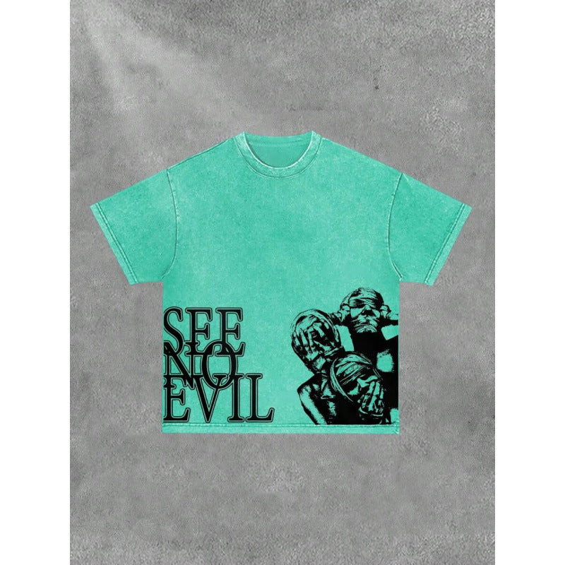 Men's Retro Cotton T-Shirt with Print