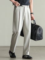 Adjustable Leather Buckle Casual Pants