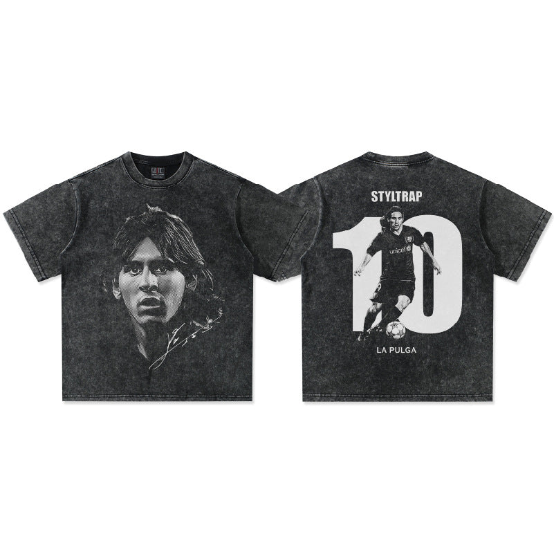 Vintage Football Print Cotton T-Shirt