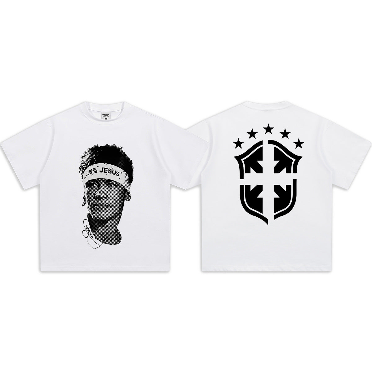 Vintage Football Print Cotton T-Shirt
