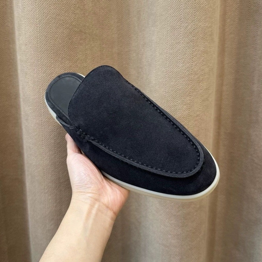 Mens Genuine Leather Slip-On Slippers
