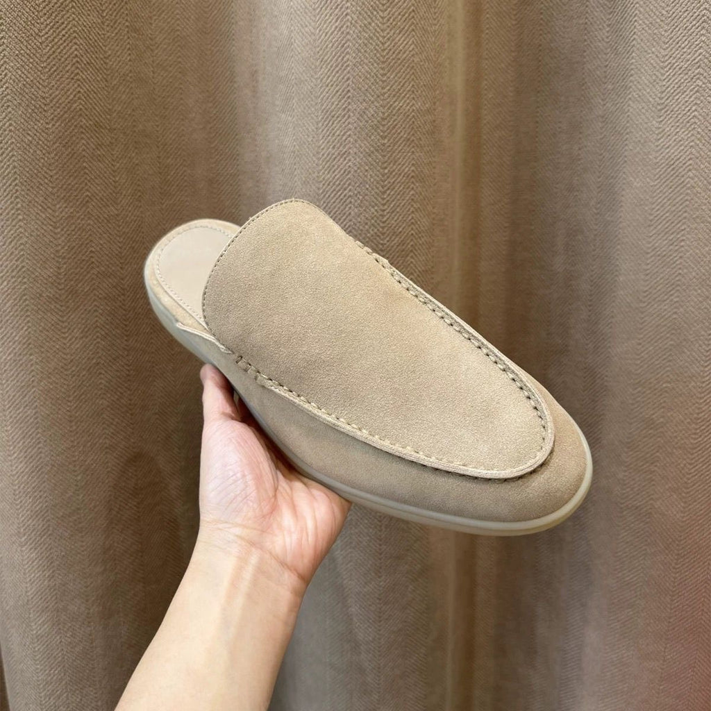Mens Genuine Leather Slip-On Slippers