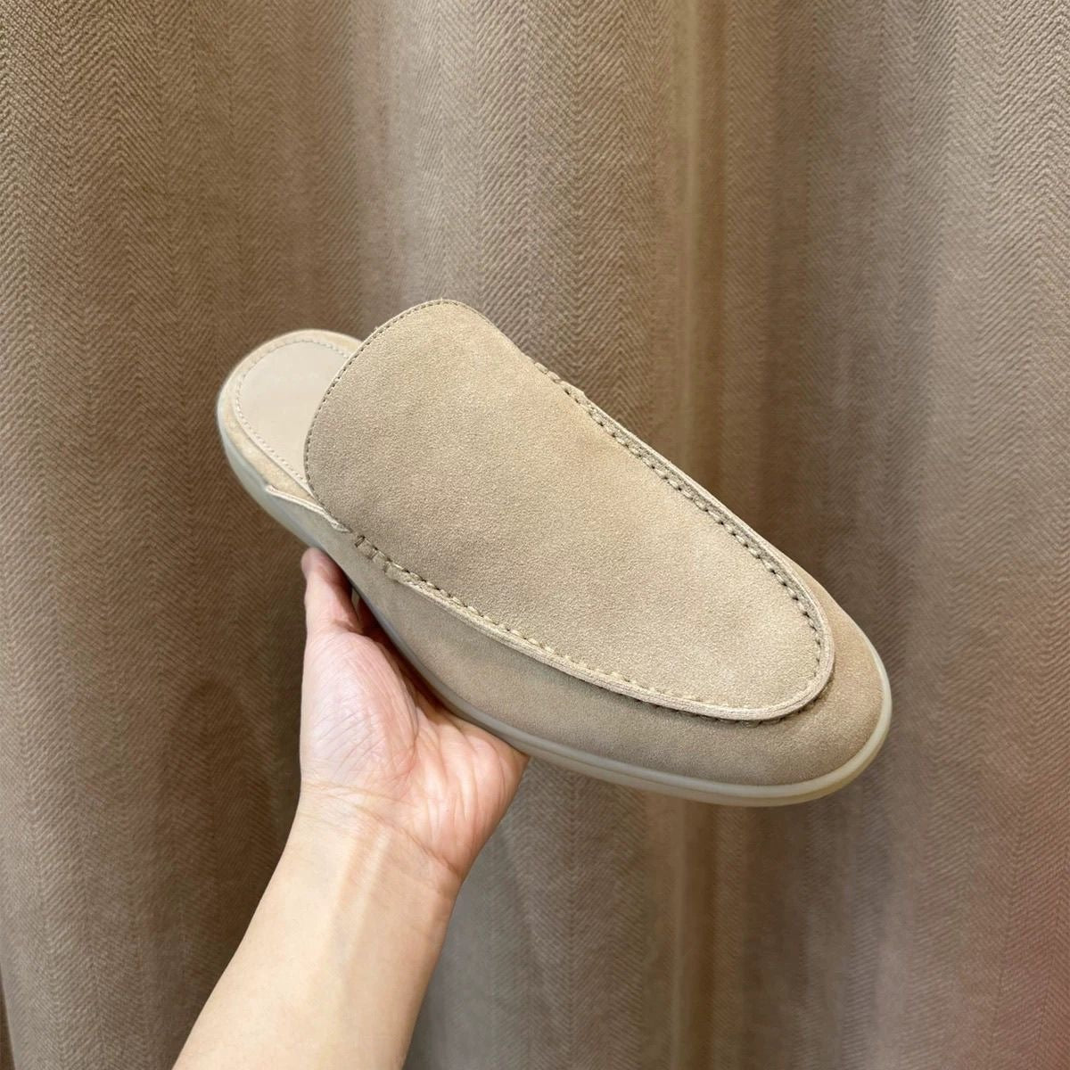 Mens Genuine Leather Slip-On Slippers
