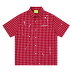 Mens Plaid Short Sleeve Cardigan Shirt