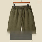 Mens Pure Linen Shorts Drawstring Casual Summer Shorts Breathable Lightweight
